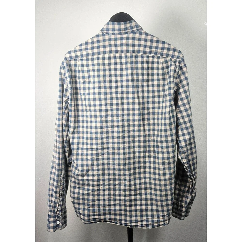J.Crew Flex Washed Slim Fit Shirt Mens Large Button Front Green Tan‎ Preppy